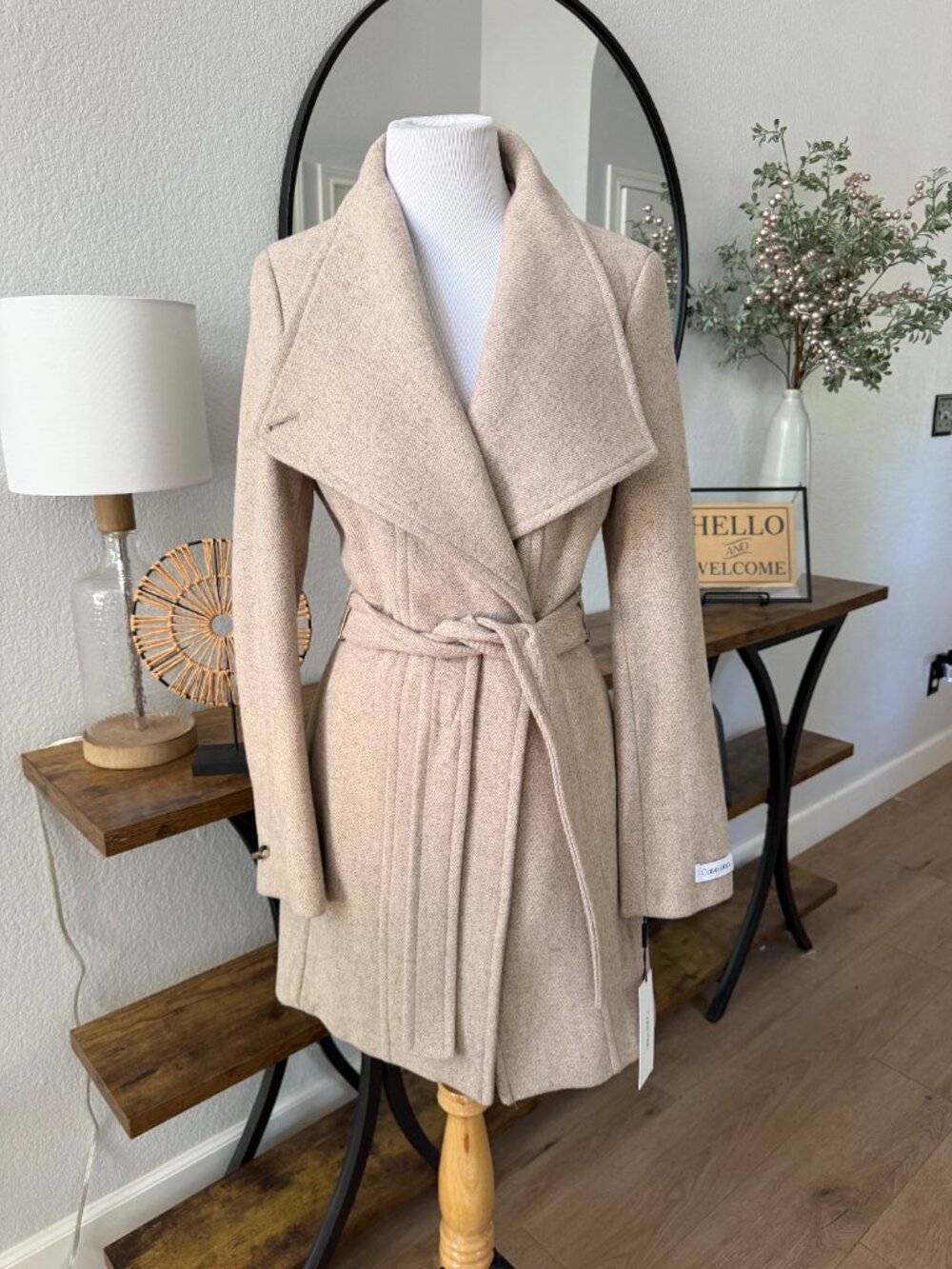 NWT Calvin Klein Belted Wrap Coat